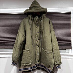 Bohme Women's oversized parka hooded jacket in an olive green color SZ: M/L